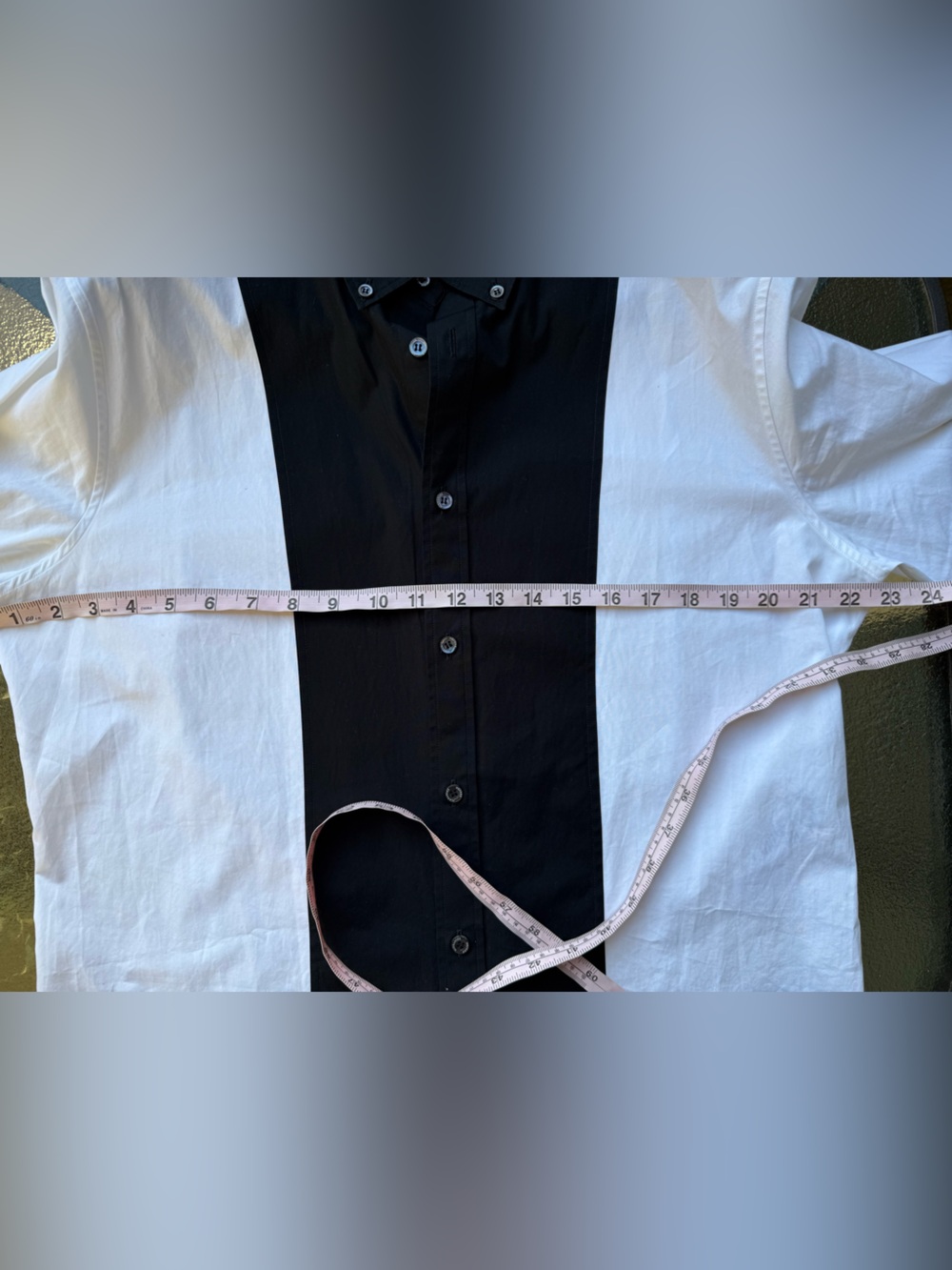 Alexander McQueen Men’s White Shirt with Central Black Panel - Picture 8 of 10